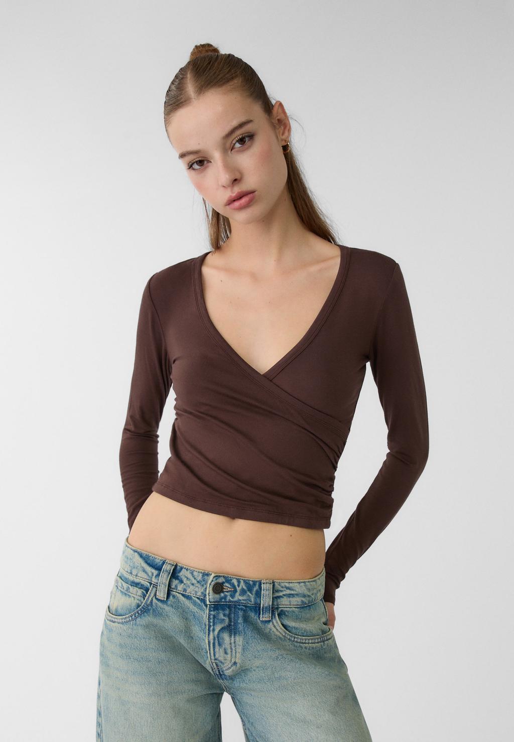 Top en viscose à col en V