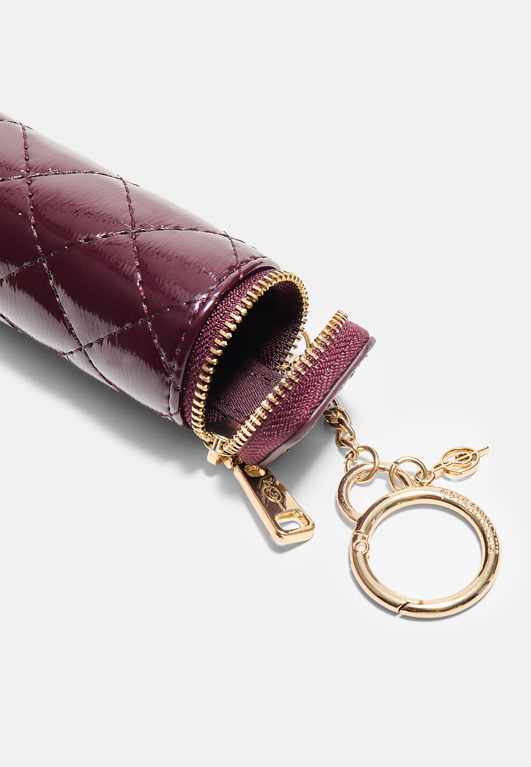 Quilted pouch charm — Burgundy