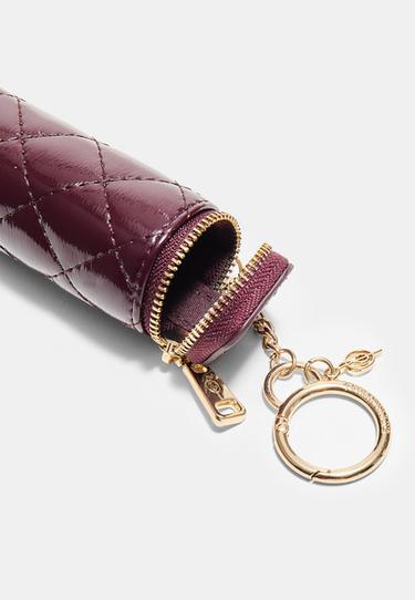 Quilted wash bag charm — Burgundy 5