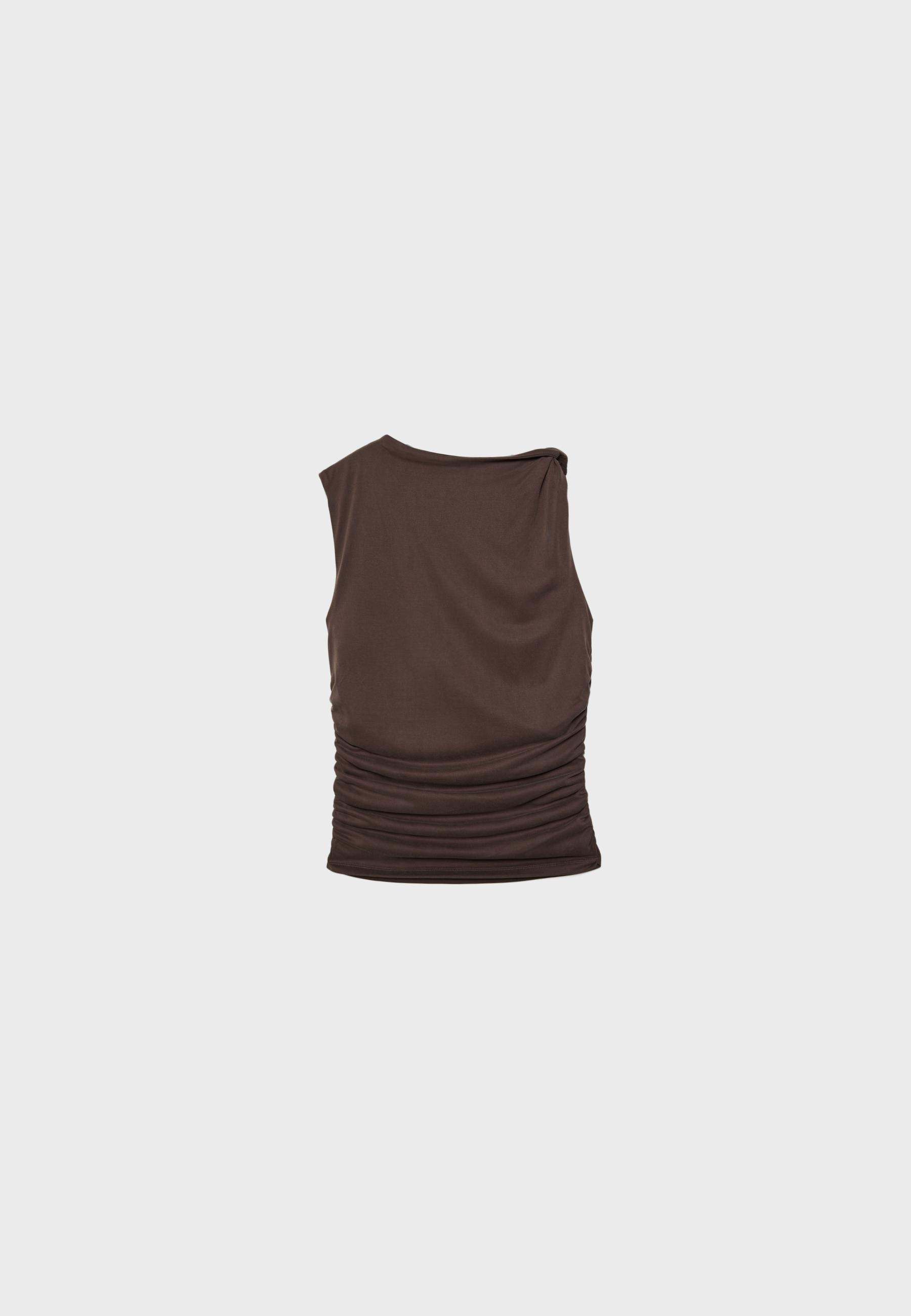 Draped fitted top — Brown