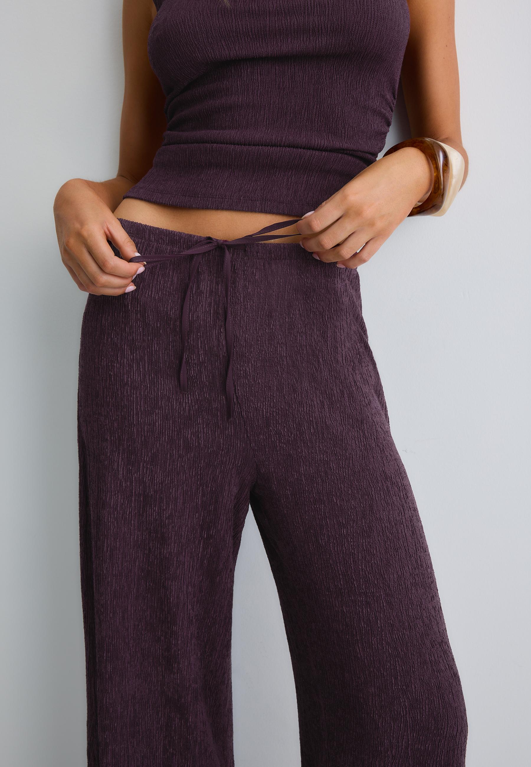 Straight-leg creased-effect trousers — Purple