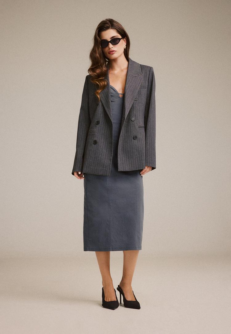 blazer cintre raye a boutons