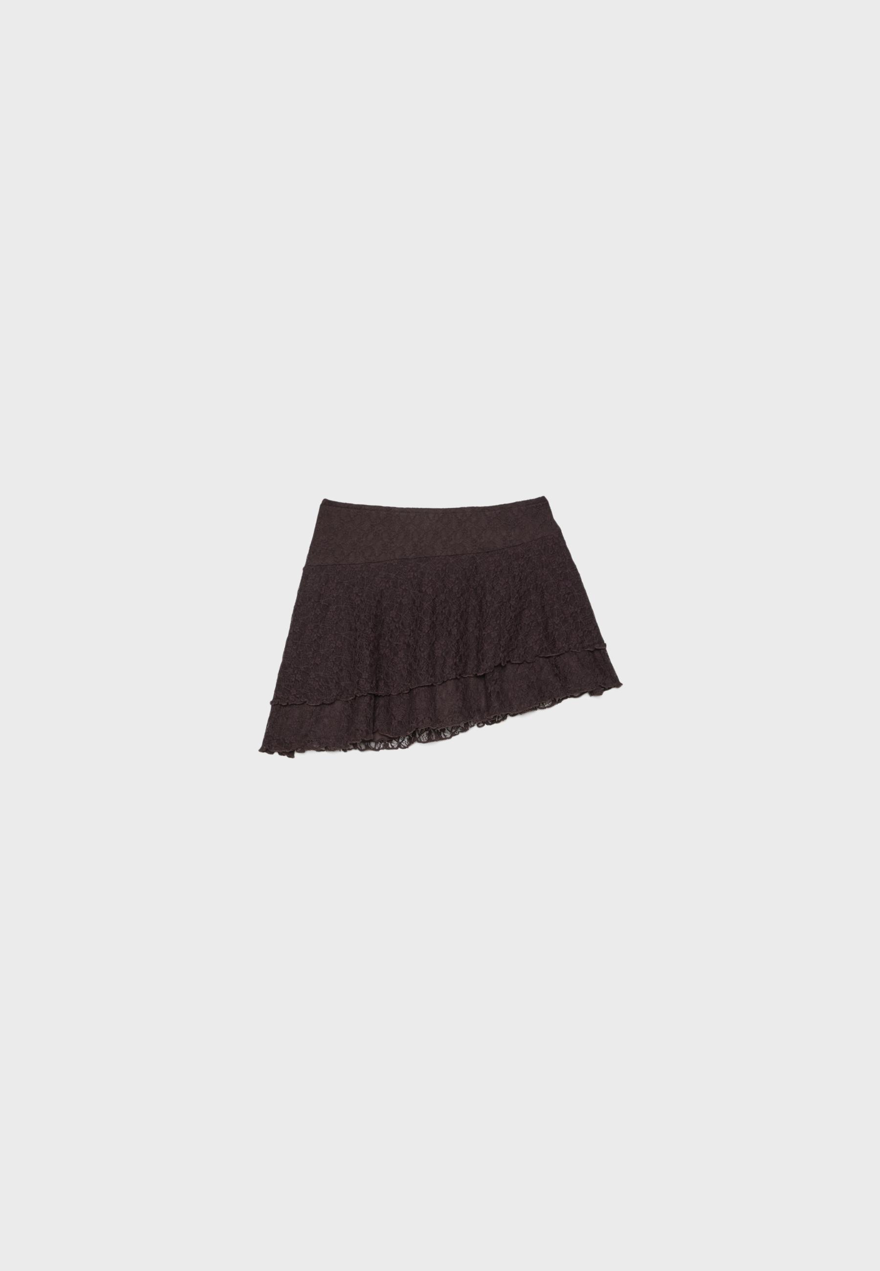 Lace mini skort — Brown