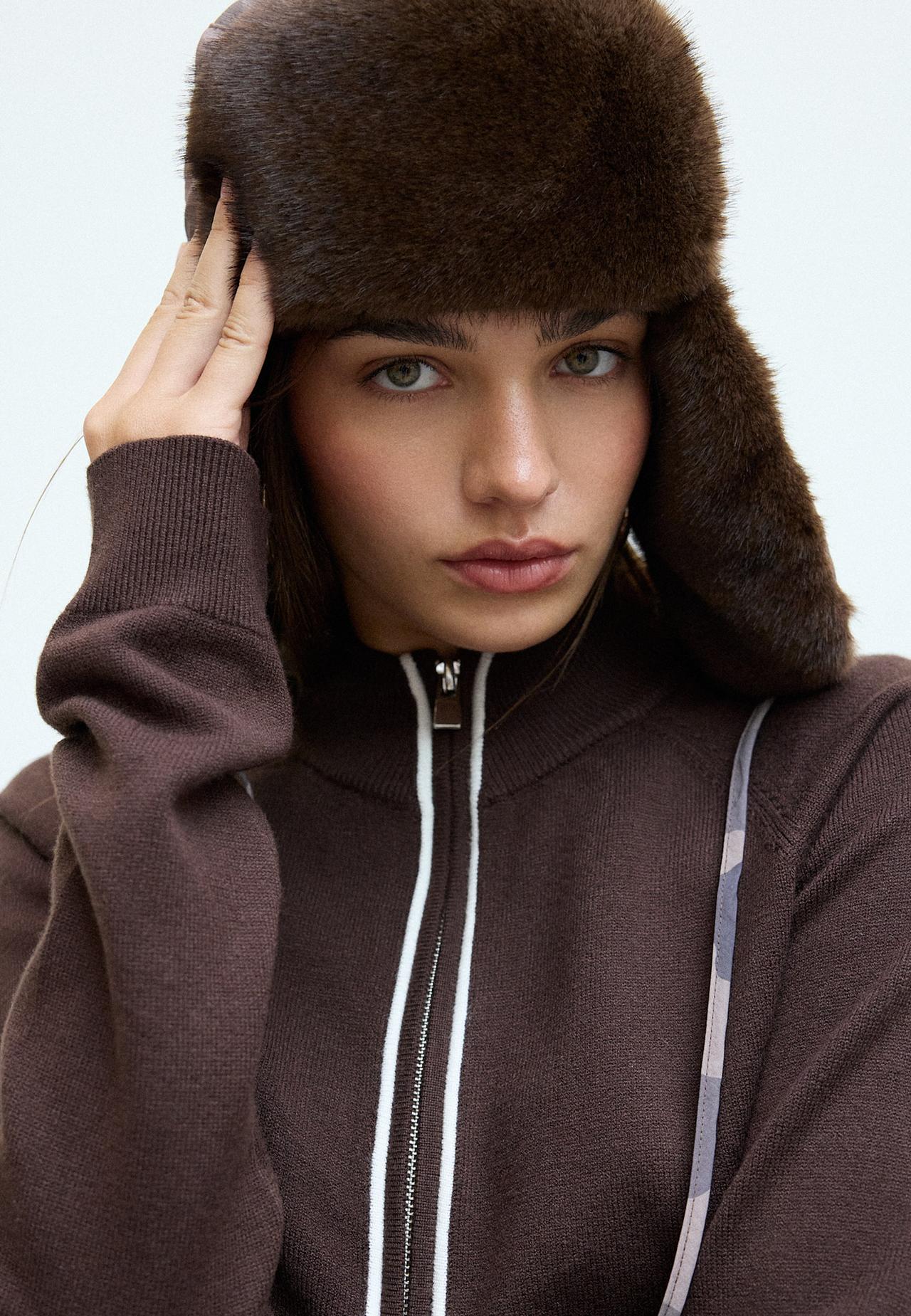 Printed aviator hat — Brown