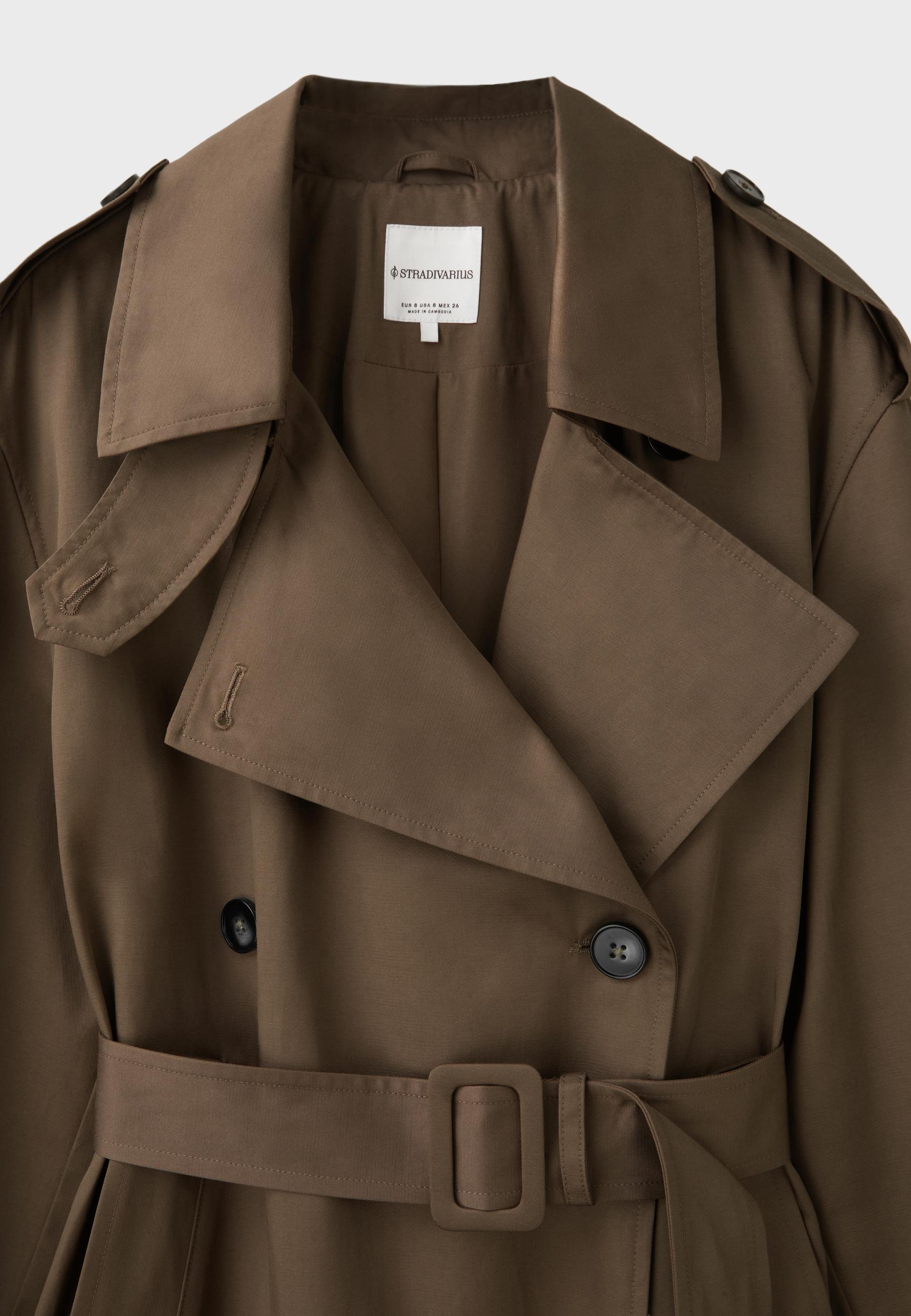 Stradivarius Basic uzun trençkot görsel 5