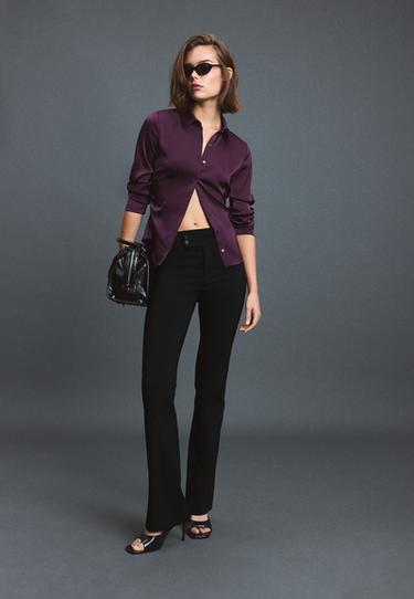 Gathered sateen shirt — Purple 2