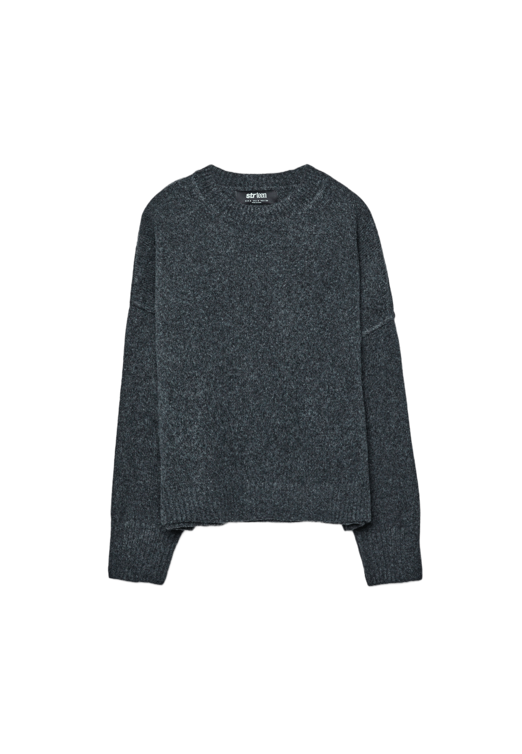 Round Neck Knitted Jumper — Dark grey