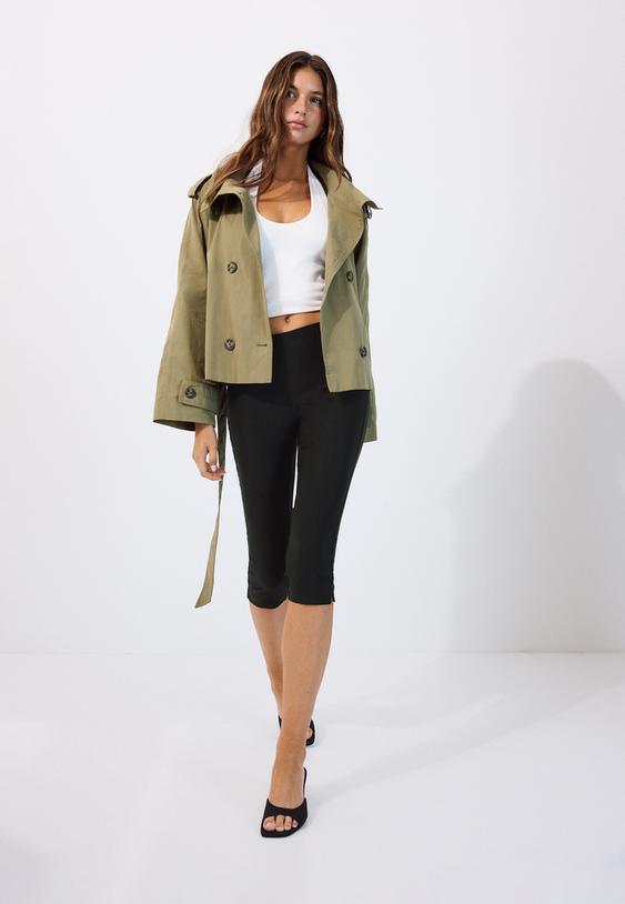 highneck trench coat with belt