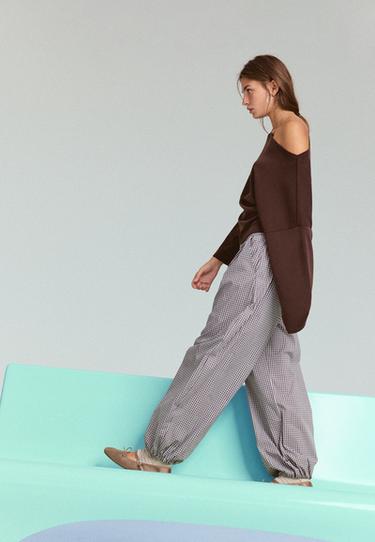 Check balloon trousers — Brown 6