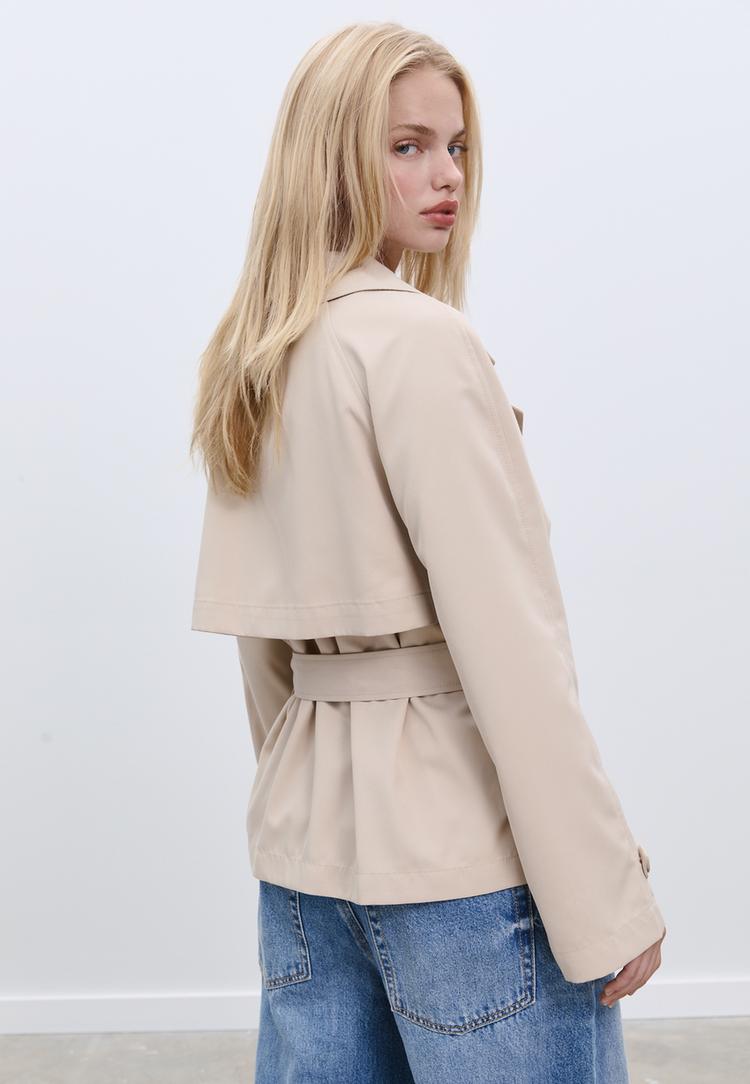 short flowing trench coat with belt