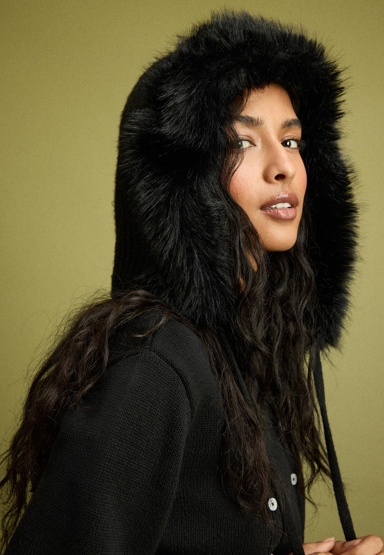 Faux fur balaclava — Black