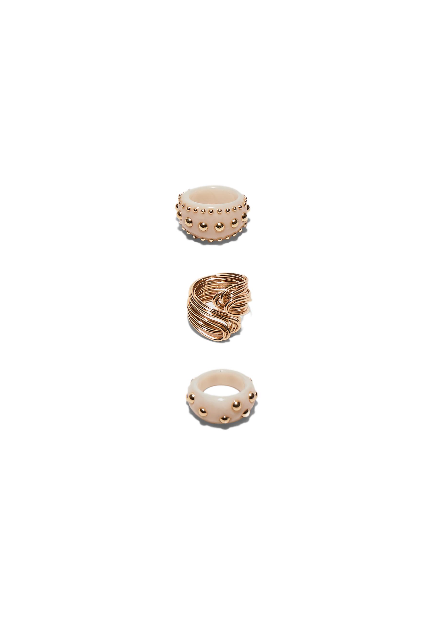 Set of 3 studded rings — Gold