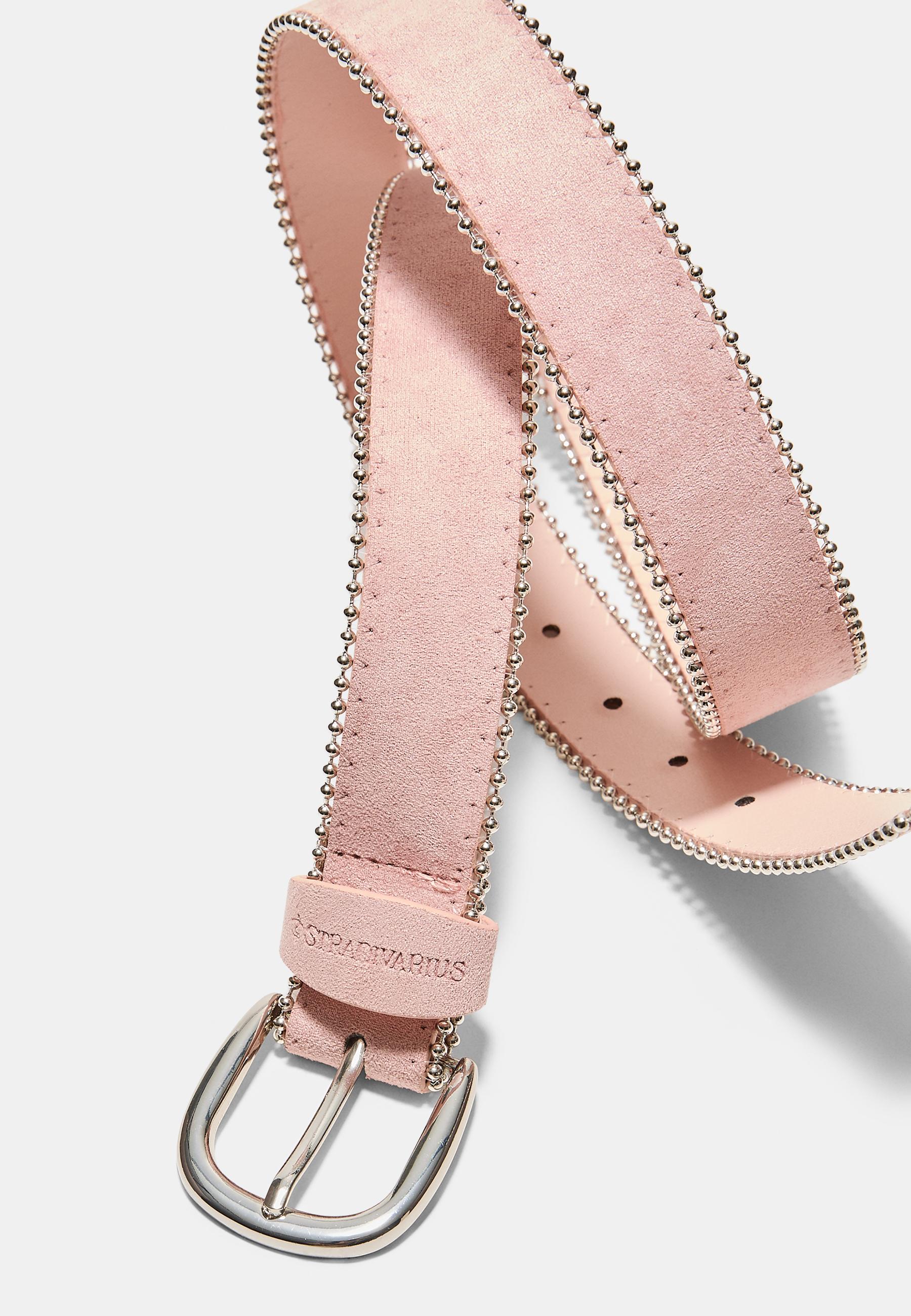 Belt with side beads — Pastel pink
