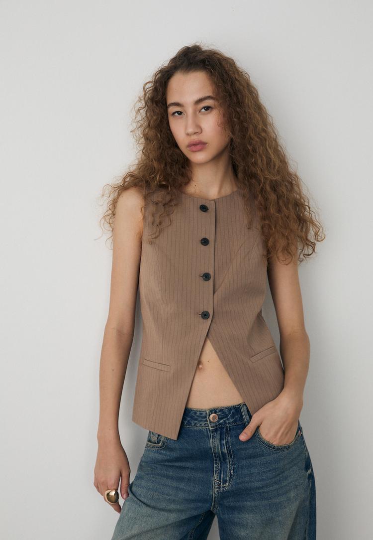 chaleco regular botones rayas