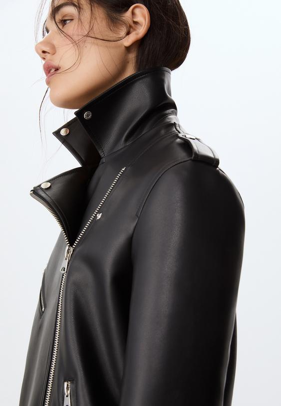 oversized faux leather biker jacket