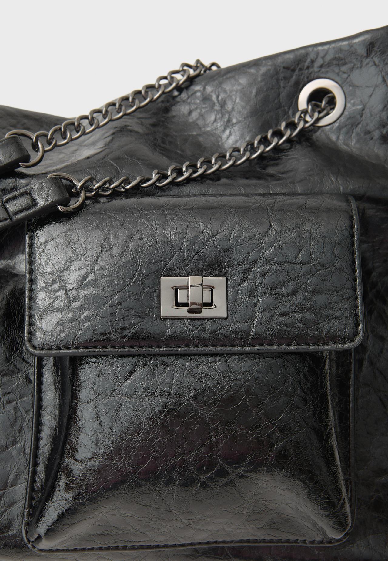 Maxi pocket shoulder bag — Black