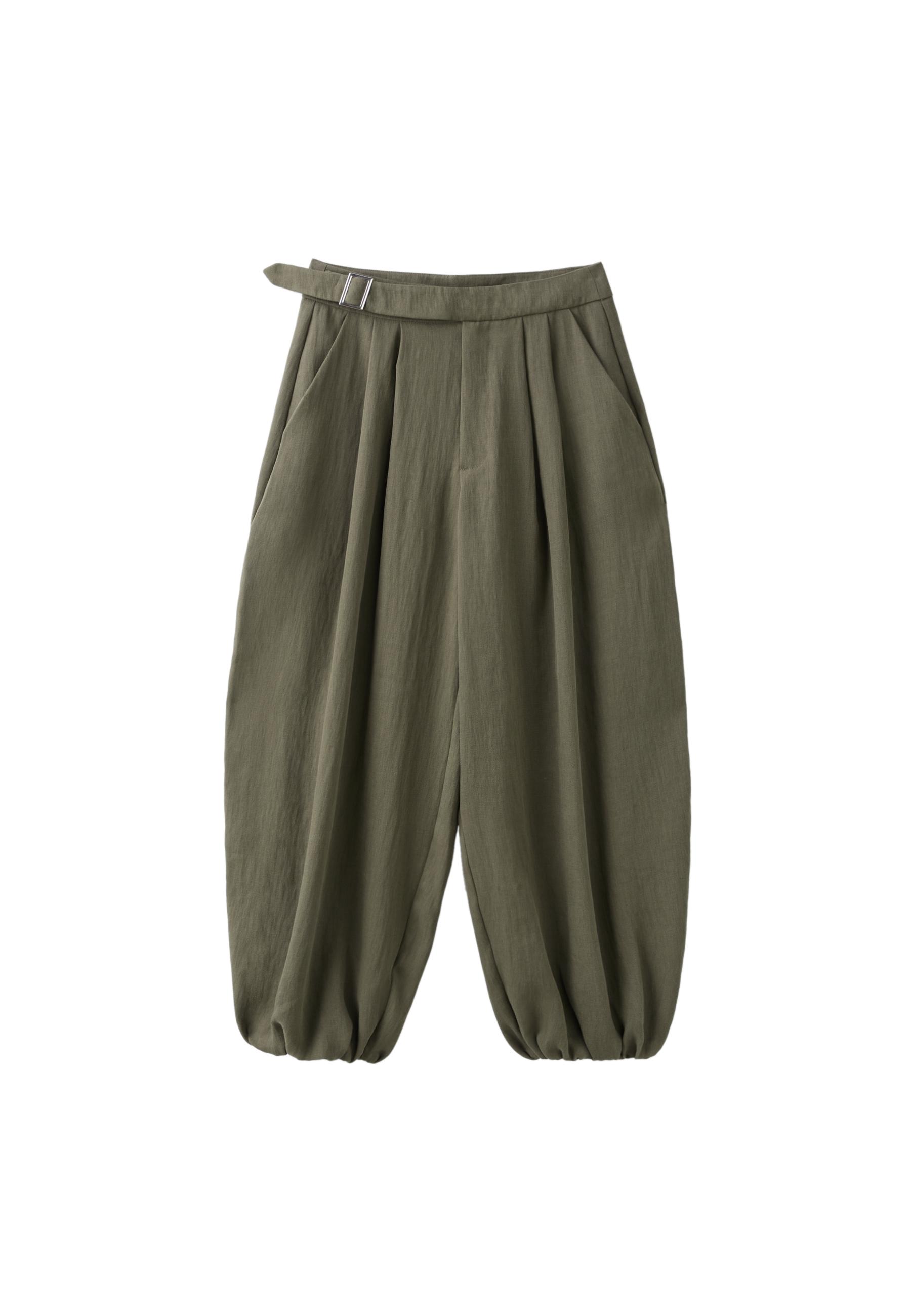 Sarouel trousers with buckle — Khaki