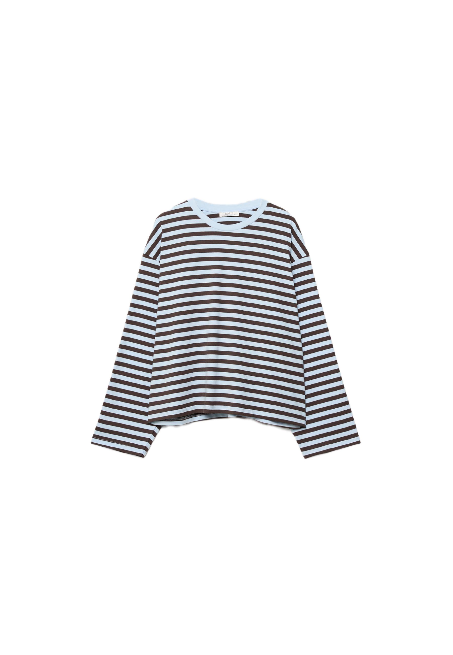 Striped long sleeve T-shirt — Sky blue