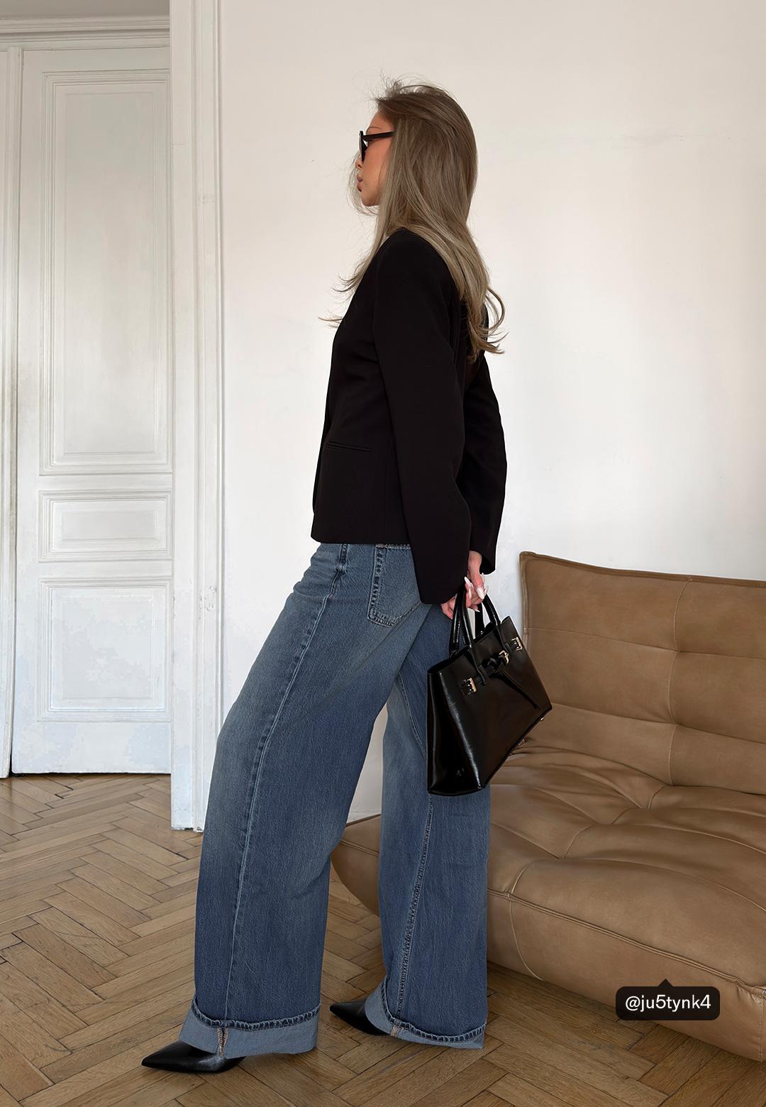 D91 Low wide-leg jeans — MEDIUM BLUE DENIM