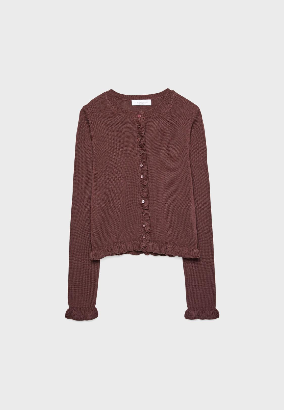 Knit cardigan with buttons and ruffles Kardigan wanita