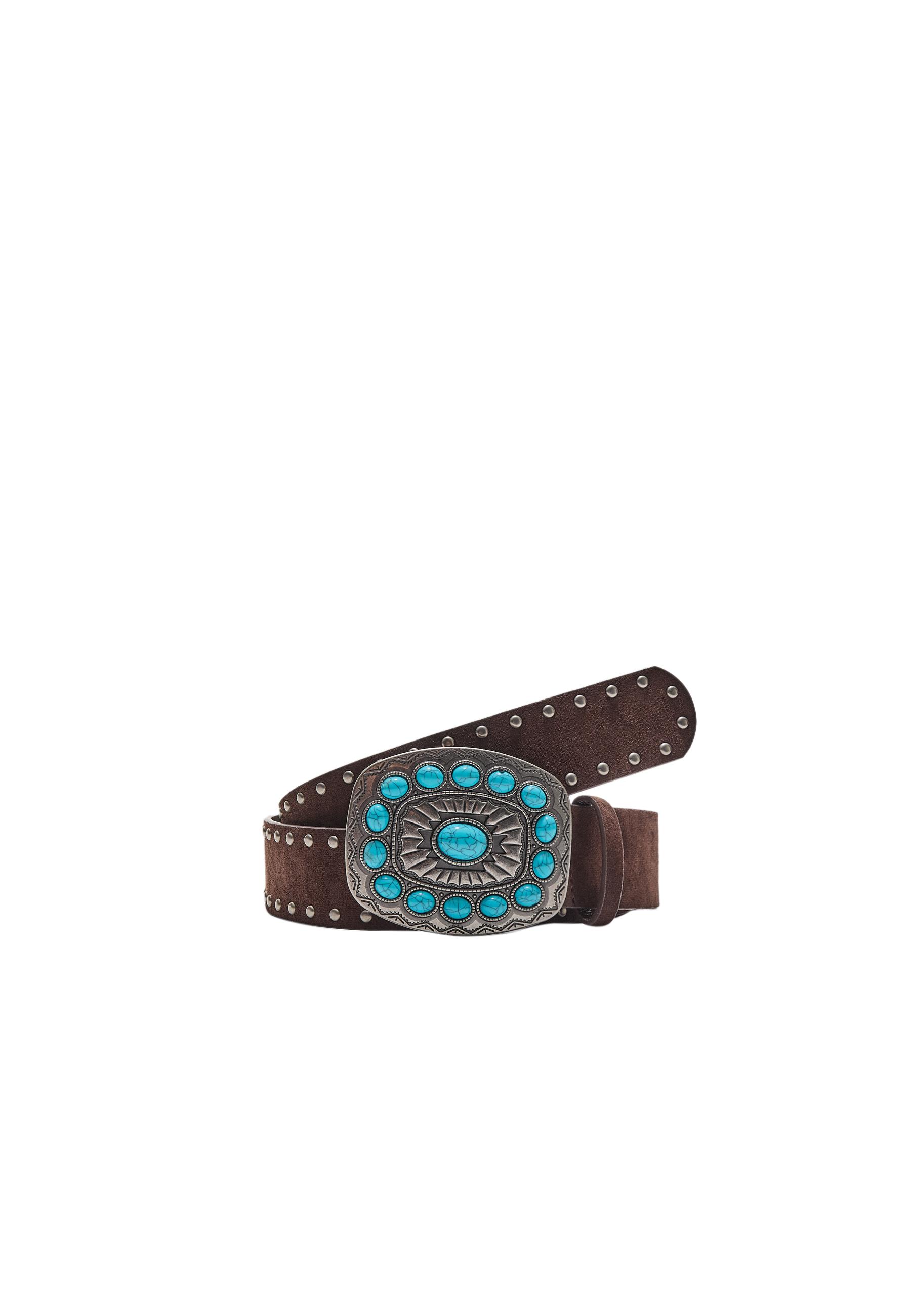 【S/E/O】 EYELET WIDE BELT TURQUOISE b1198a-turquoise-suede-belt-