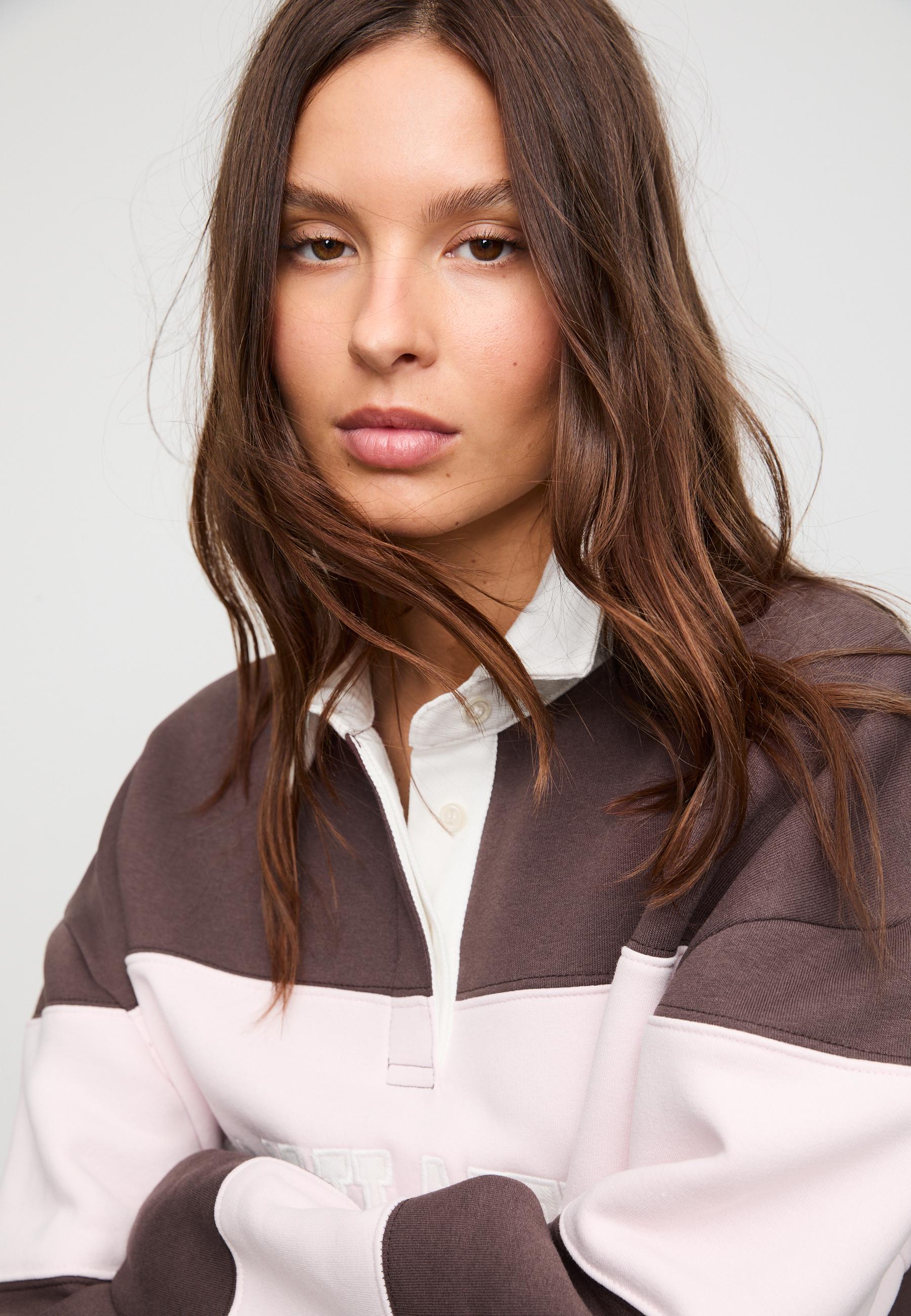 Stripe print polo sweatshirt - Women's fashion | Stradivarius Romania