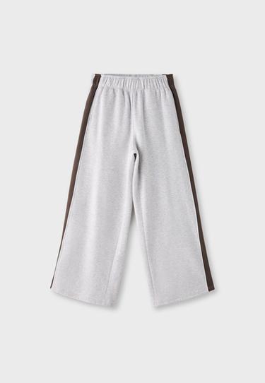 Plush side-stripe joggers — Brown 7