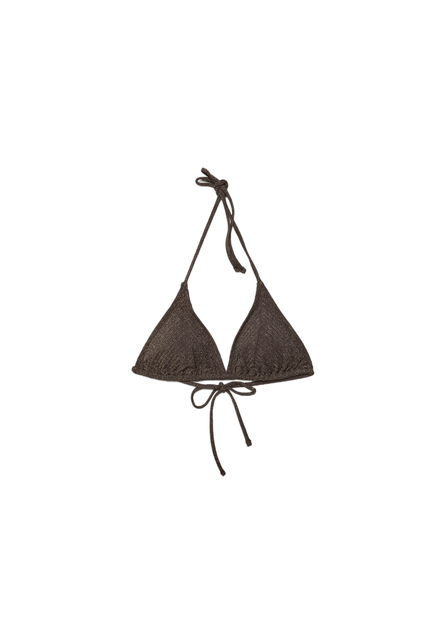 Shimmer ribbed triangle bikini top — Brown