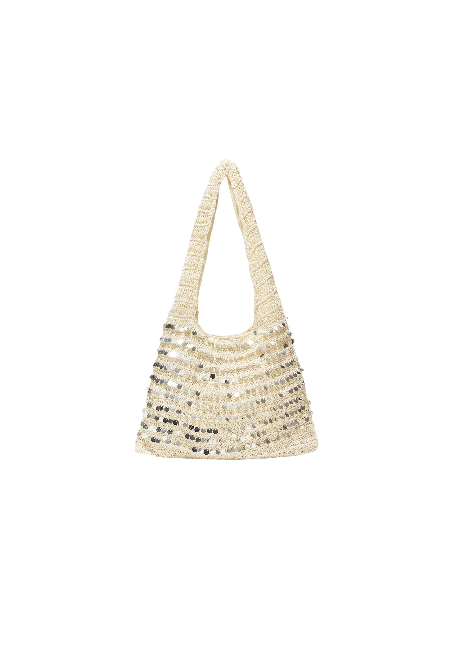 Sequin shoulder bag — Ecru