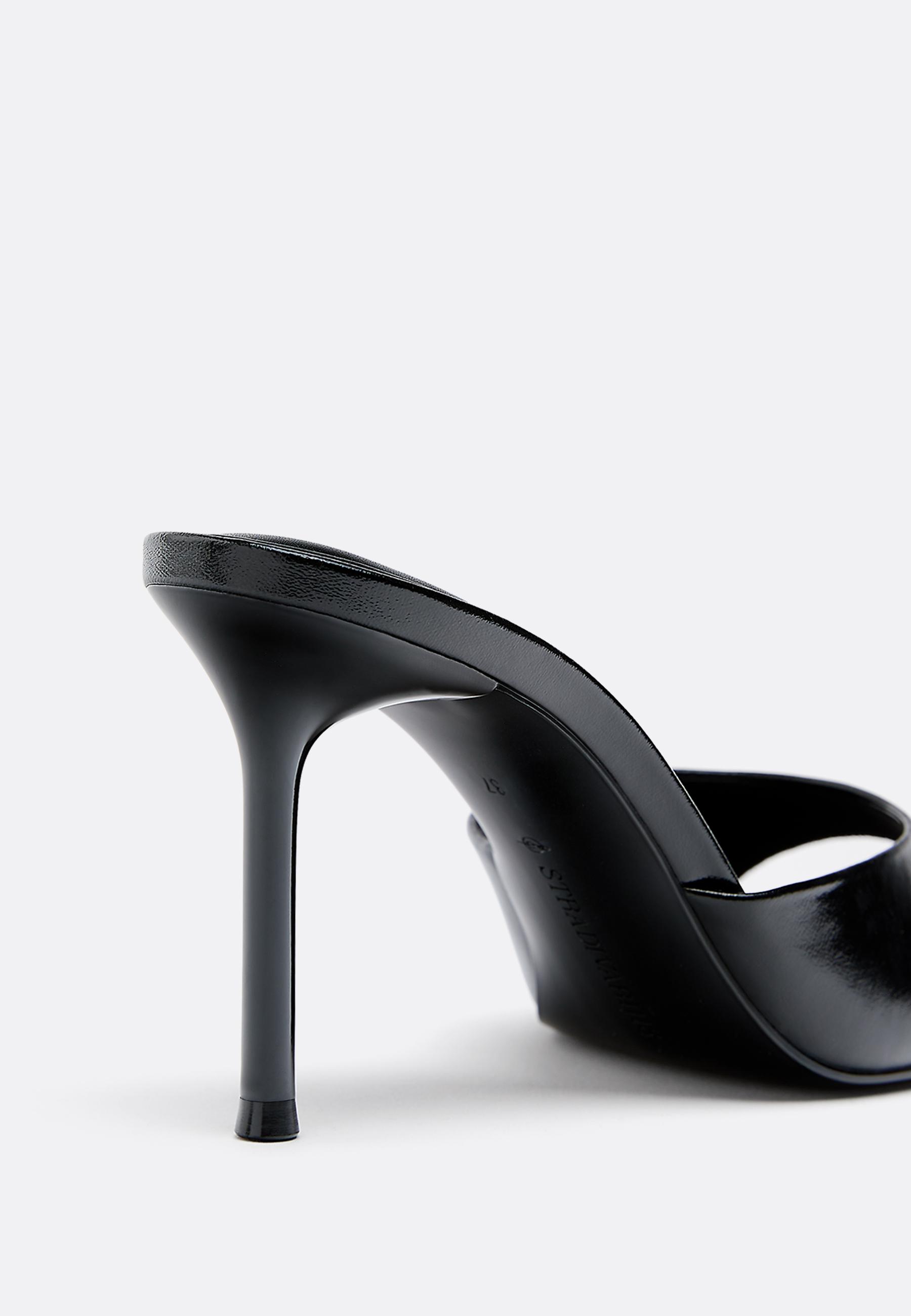 Heeled mule sandals — BLACK