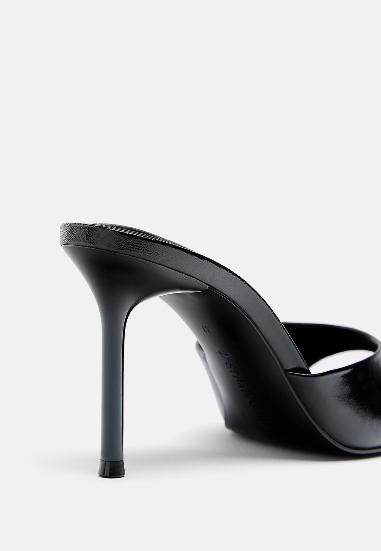 Heeled mule sandals — BLACK
