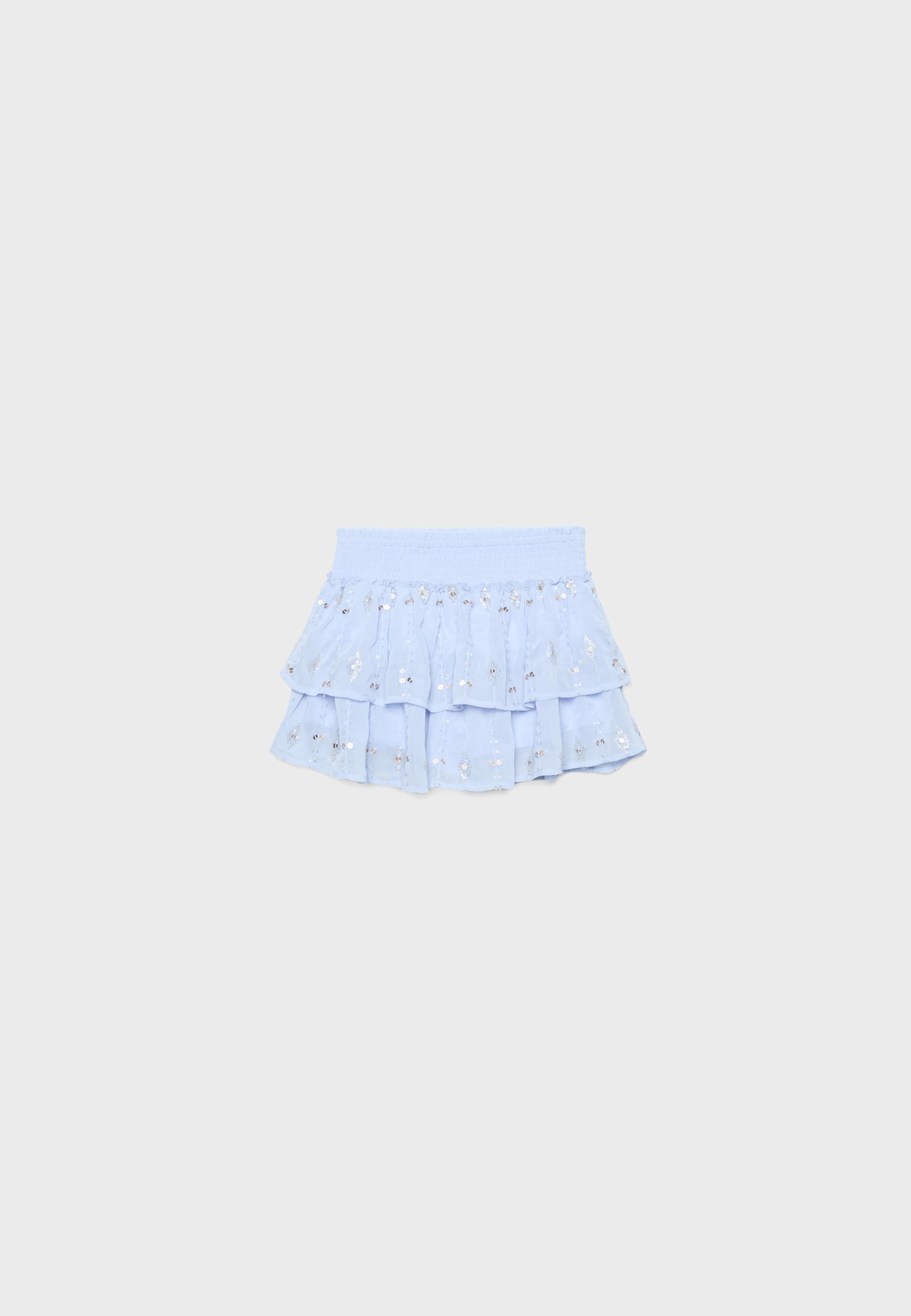 Embroidered mini skirt — Sky blue