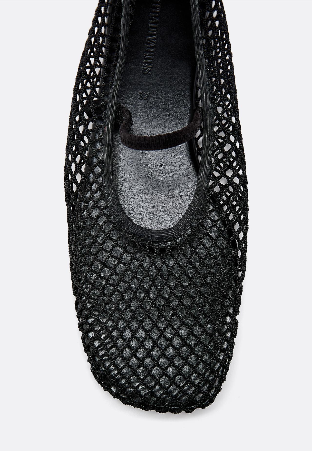 Mesh strap ballet flats — BLACK 