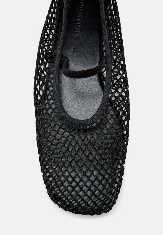 Stradivarius Mesh Strap Ballet Flats Black 7