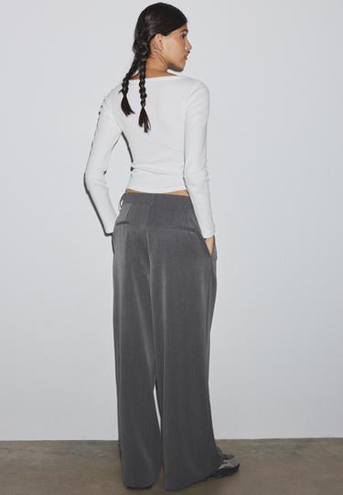 Tailored wide-leg trousers with darts — Dark grey 5