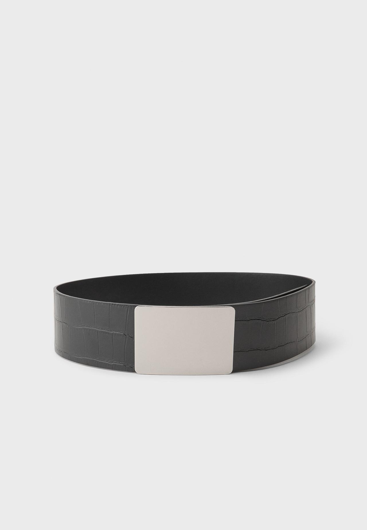 Wide belt with square buckle — Black