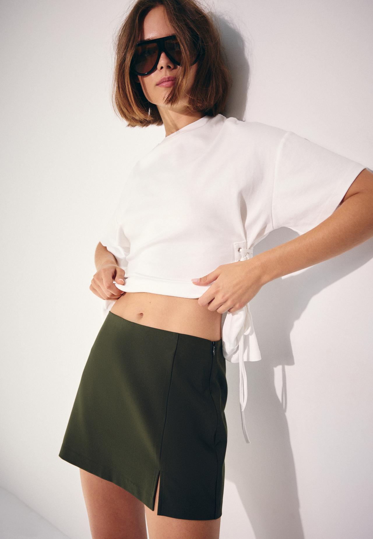 Side split skort — Khaki
