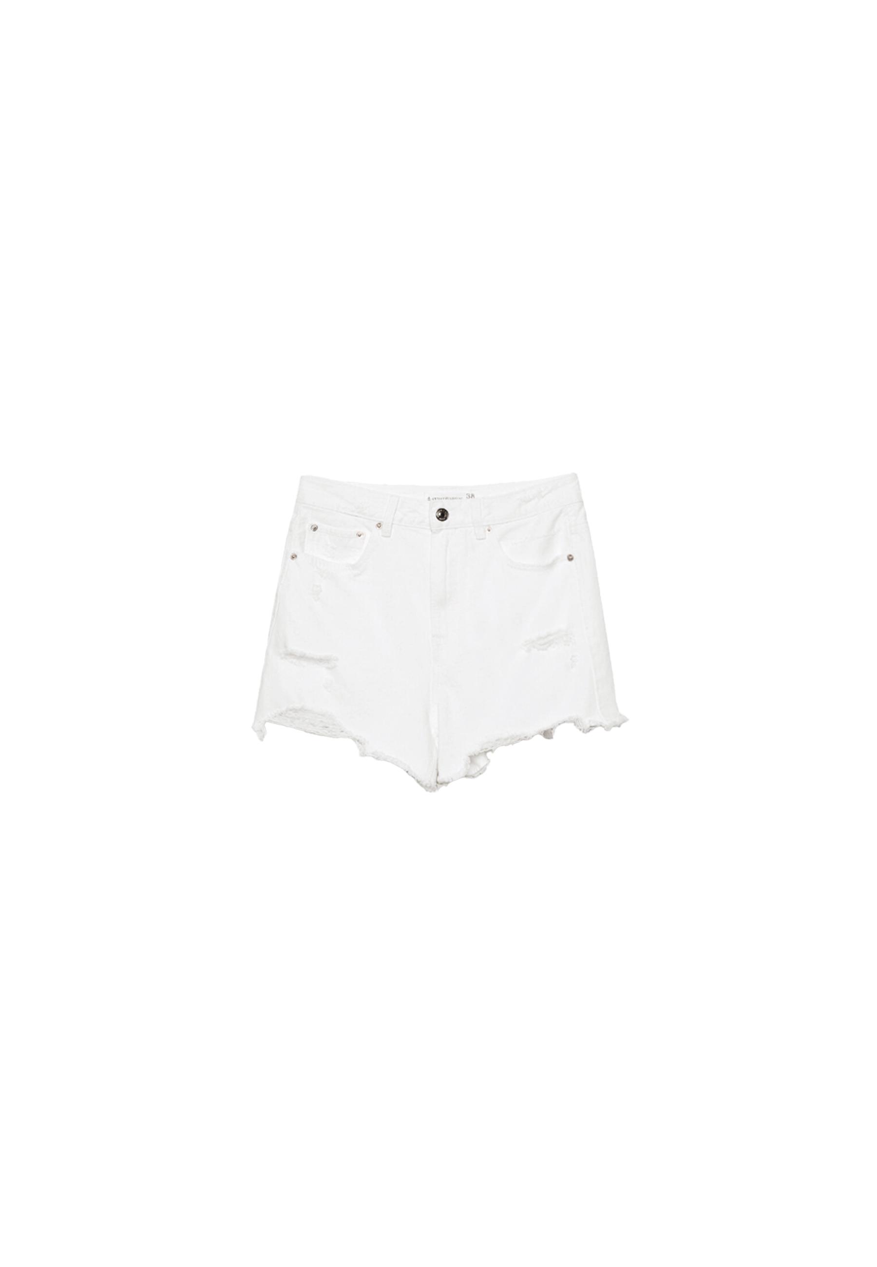D75 Ripped denim shorts — White