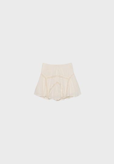Embroidered godet mini skirt — Vanilla 8