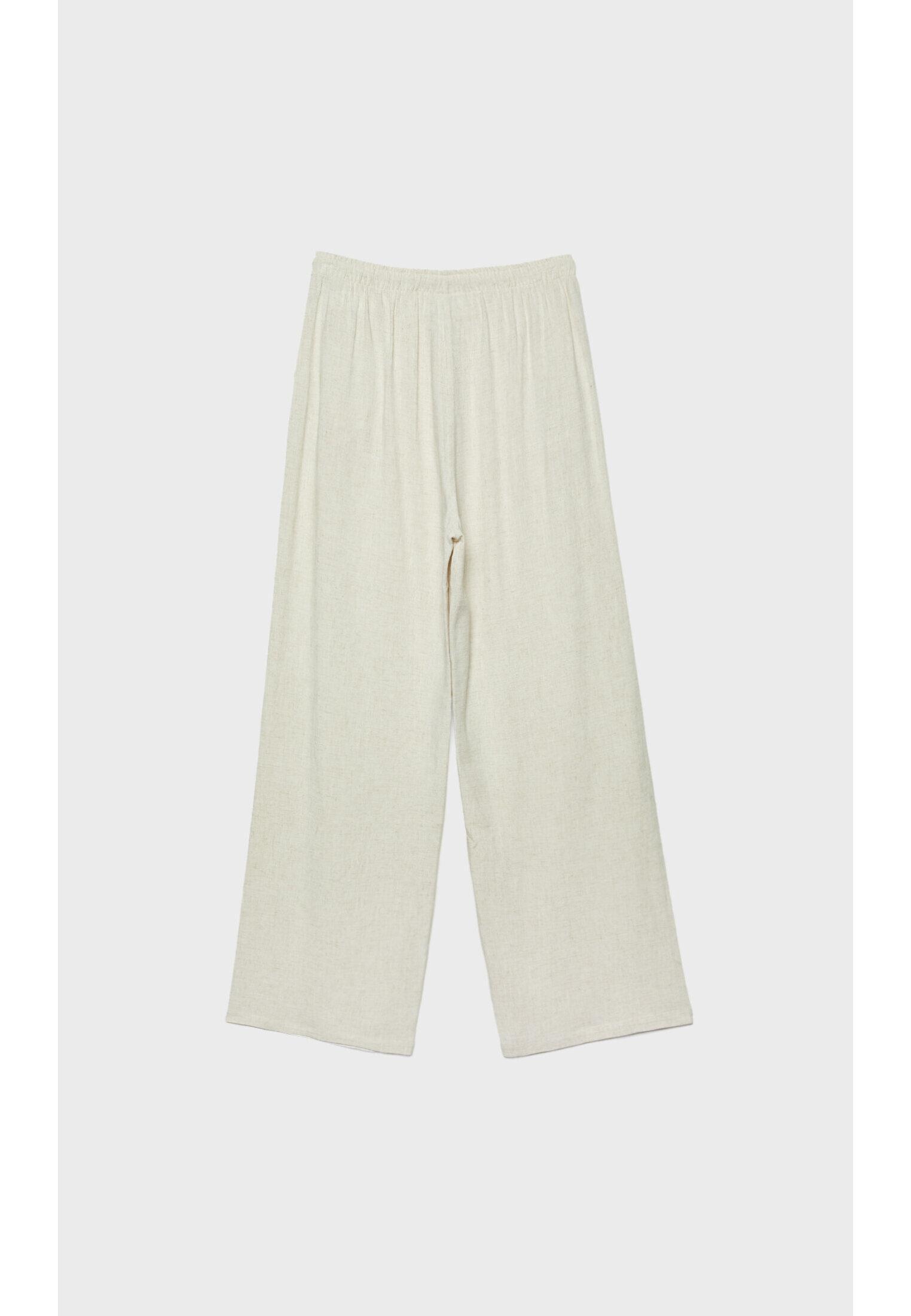 Straight-leg linen-look trousers — Stone