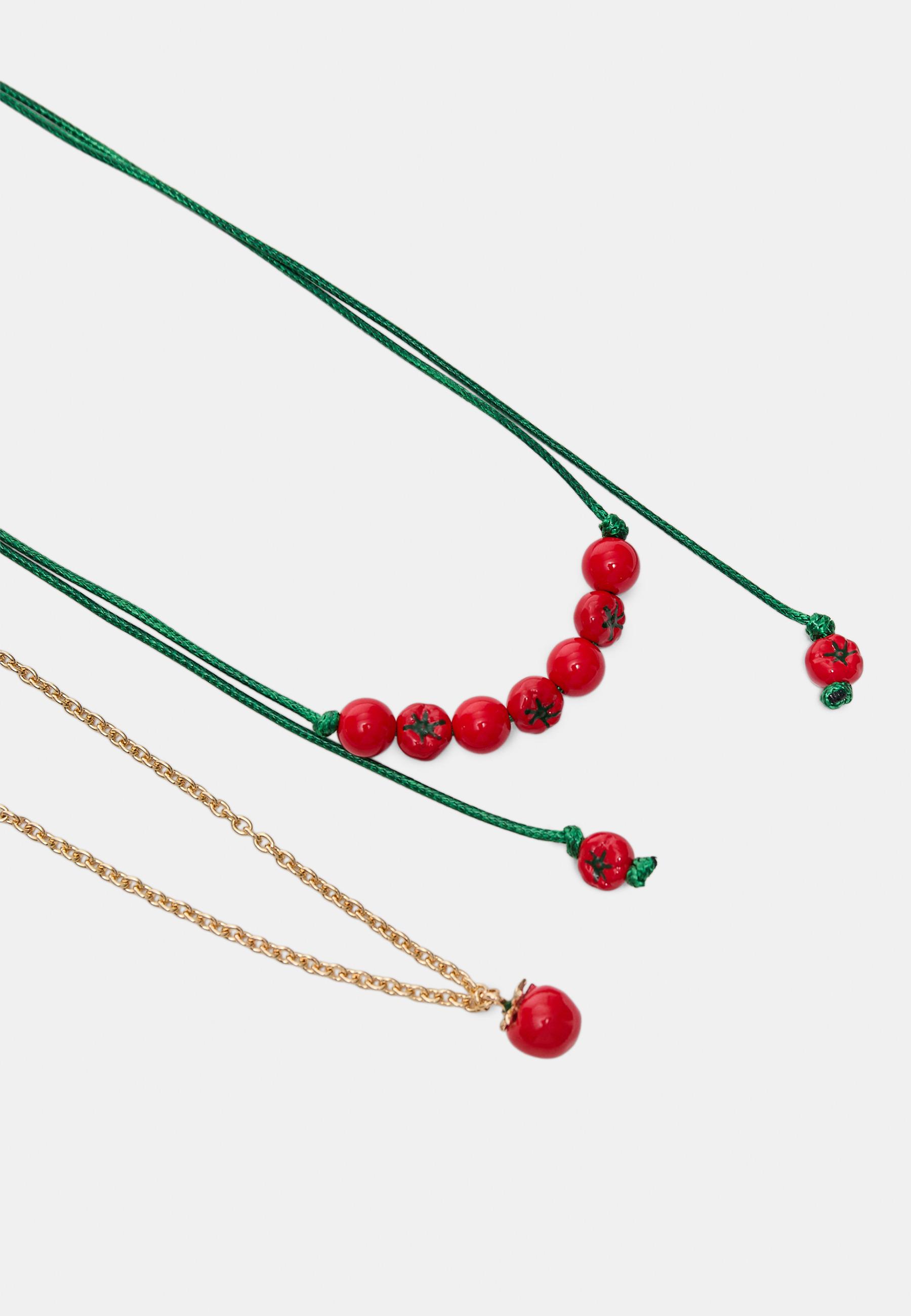 Set of 2 tomato necklaces — Red