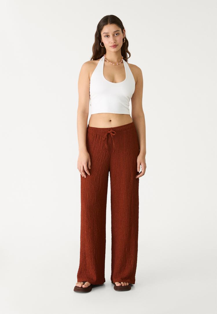 pantalon largo fluido textura