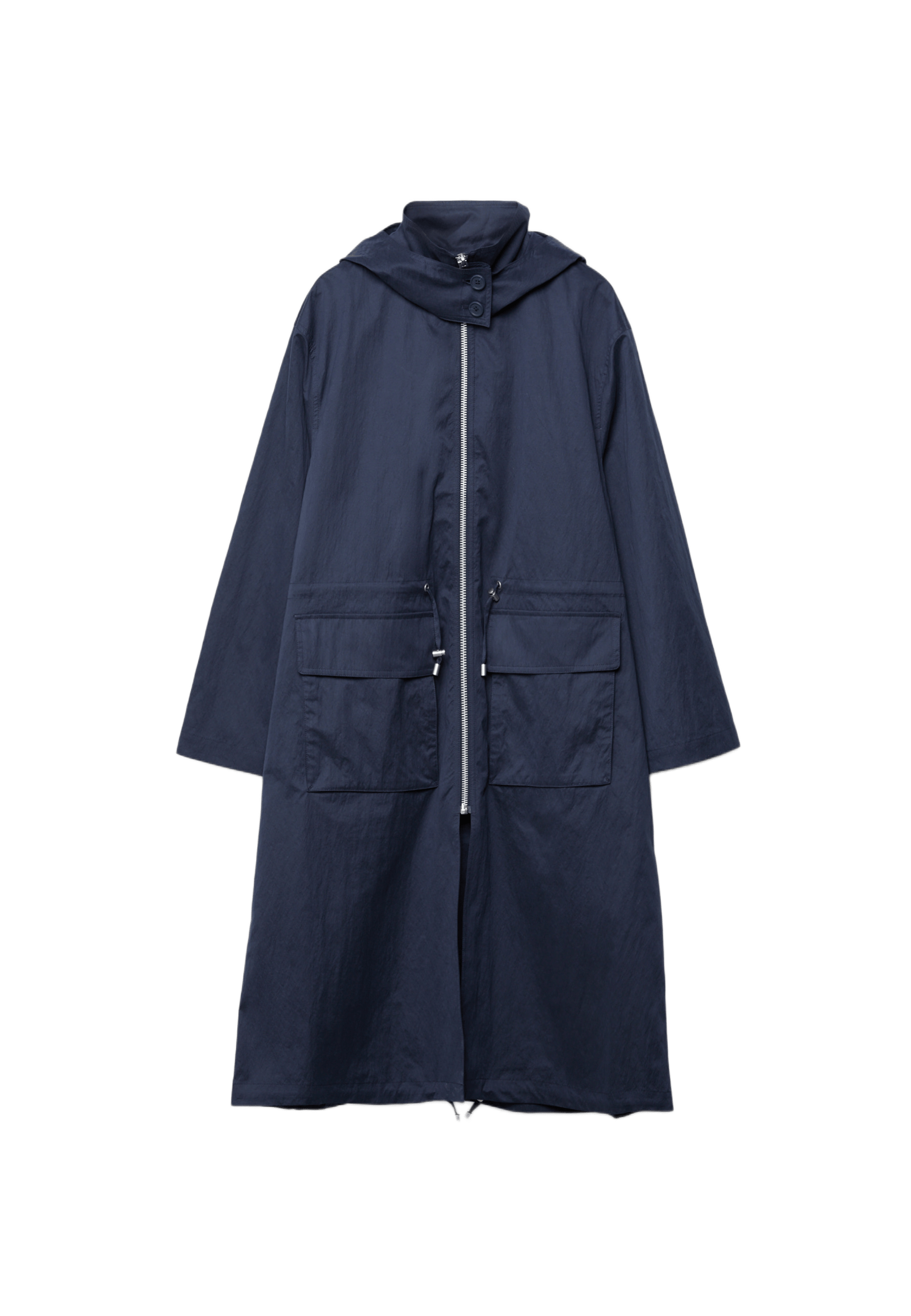 Long flowing parka — Navy blue