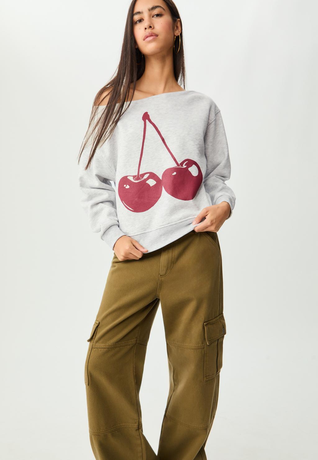 Camisola de felpo estampada cerejas