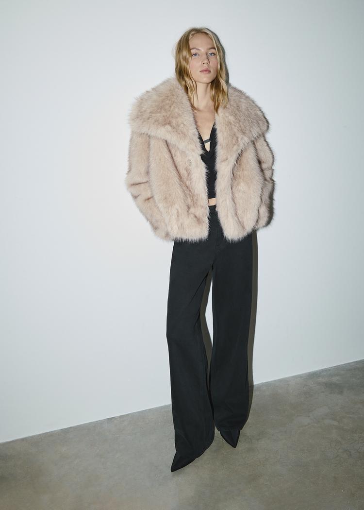 cropped faux fur jacket