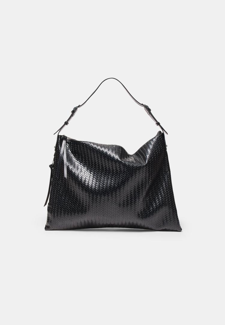 Stradivarius Τσάντα Ώμου Με Απαλή Υφή Και Φερμουάρ Μαύρο Os