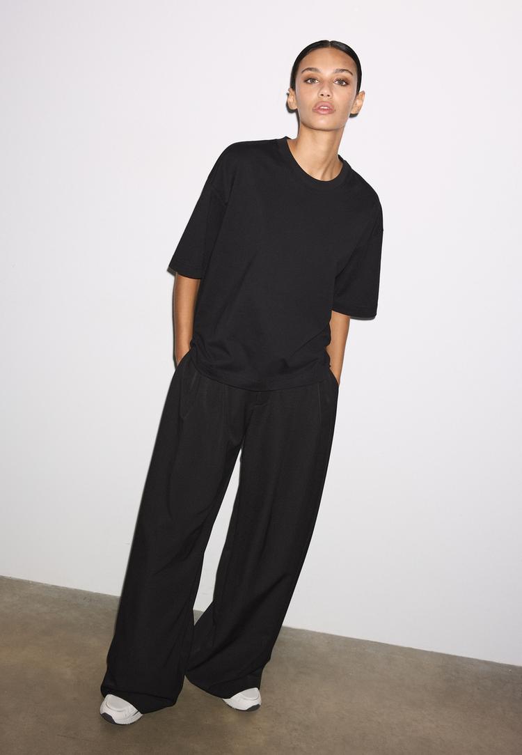 Oversize-T-Shirt mit kurzen Ärmeln Schwarz S