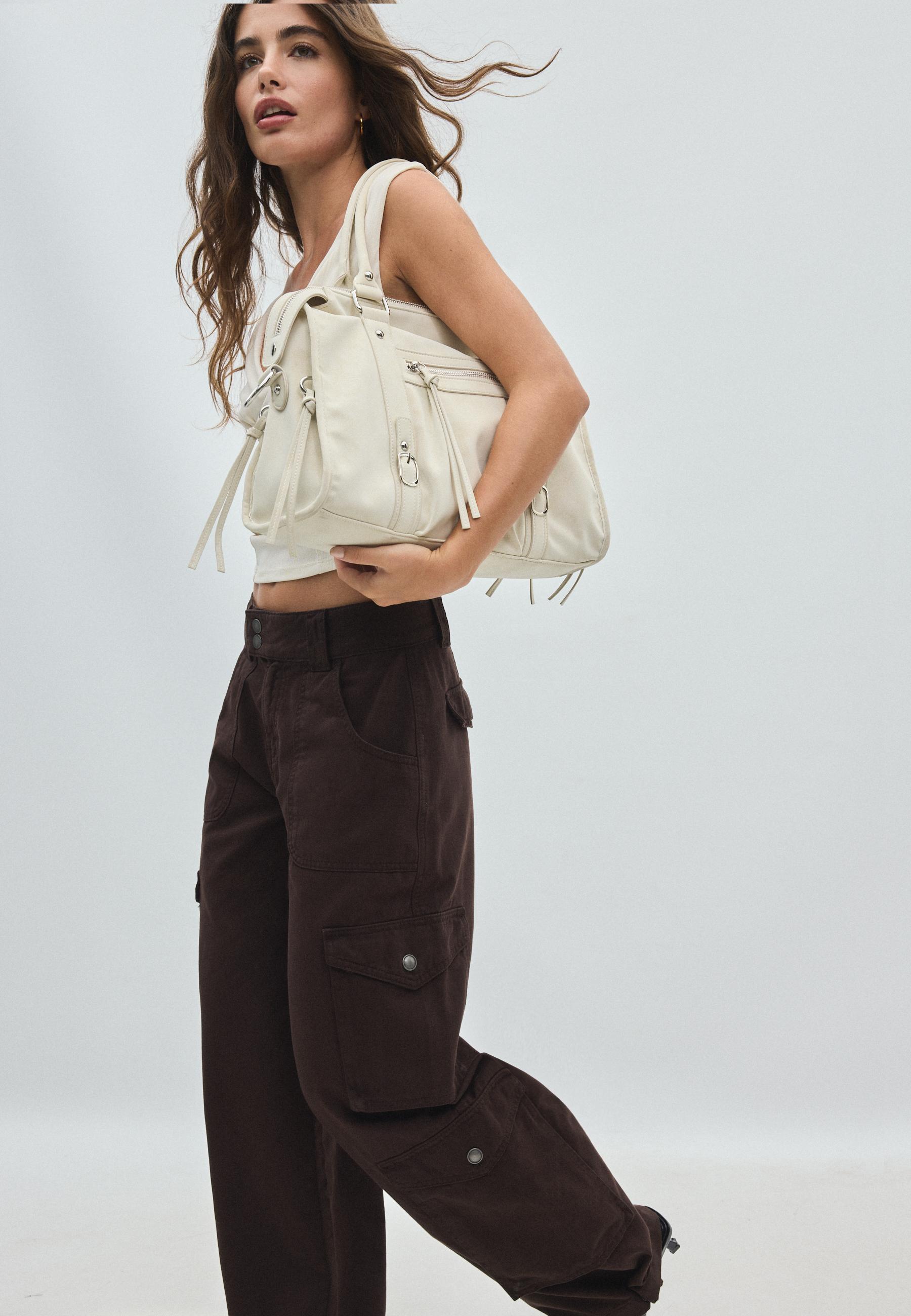 Straight cargo trousers — Brown