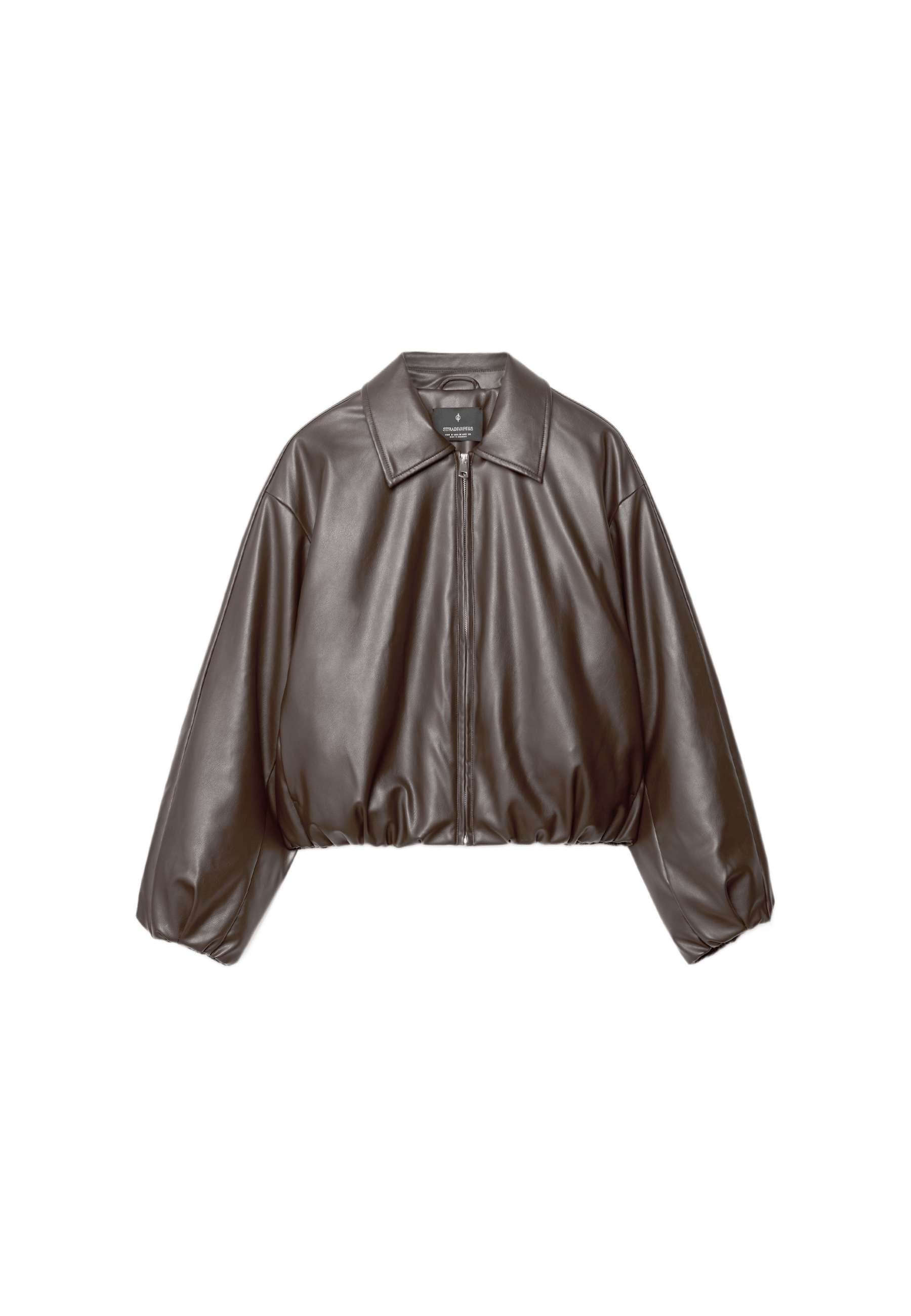 Padded leather effect bomber jacket — Brown