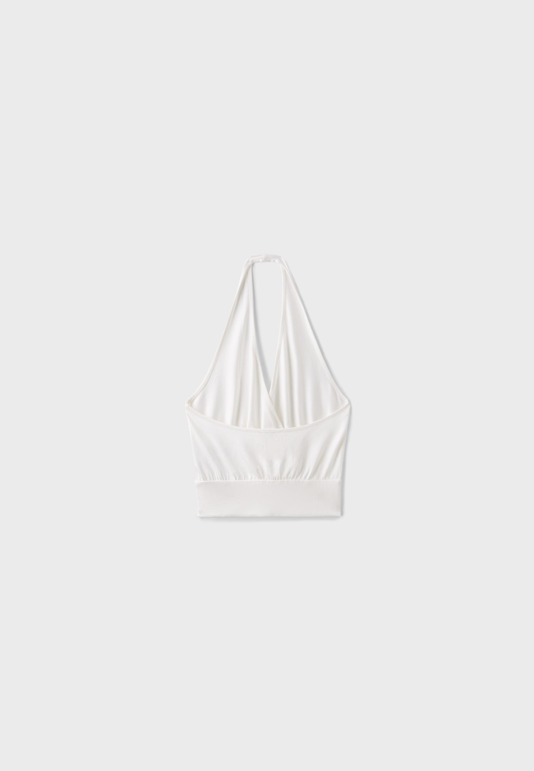 Halter neck wrap top — Ecru